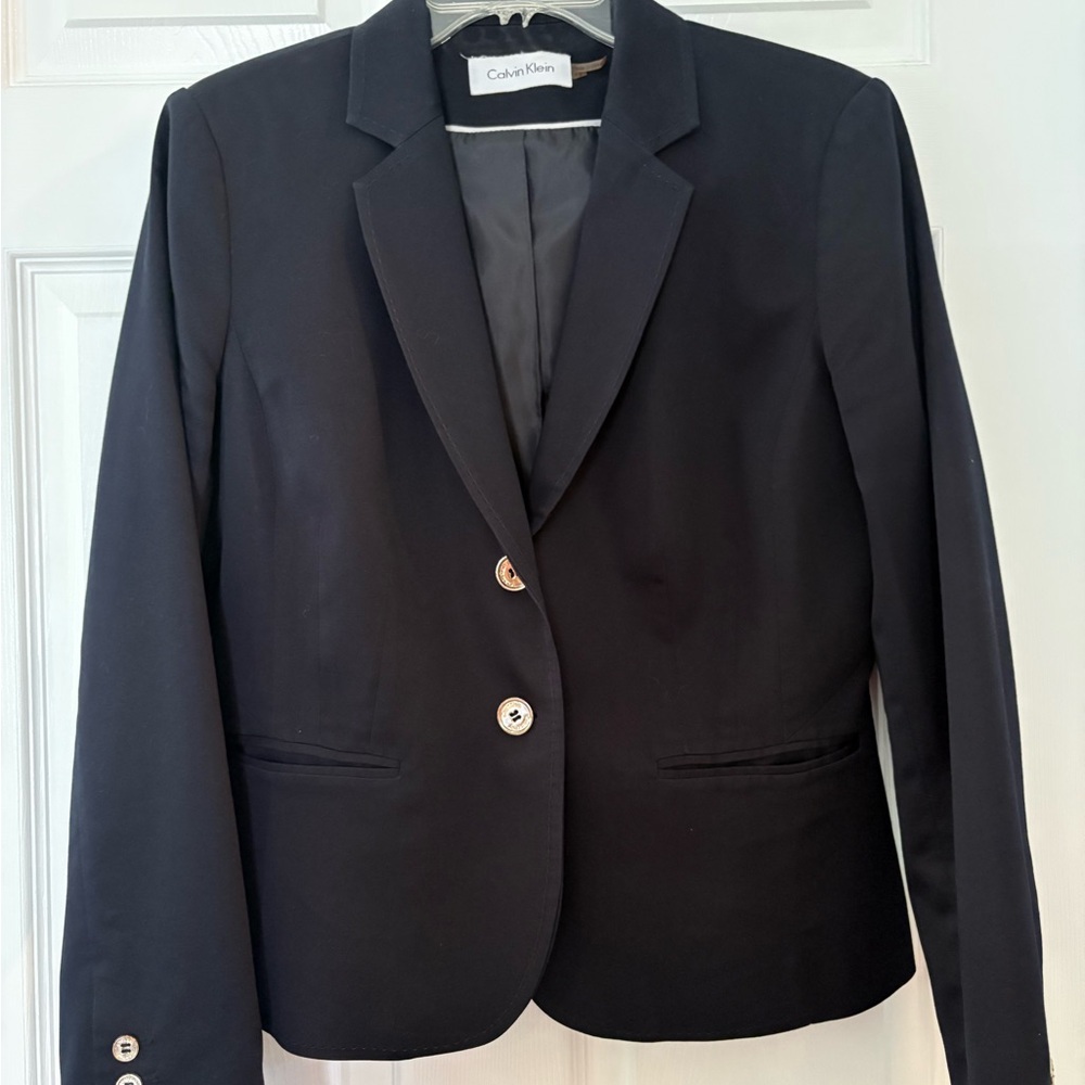 Calvin Klein Women's Navy Blazer with Gold Button accents